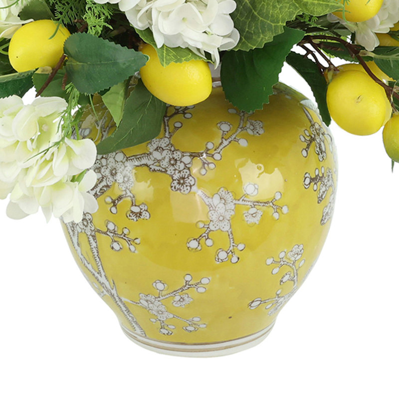 Artificial Lemon and Hydrangea Arrangement