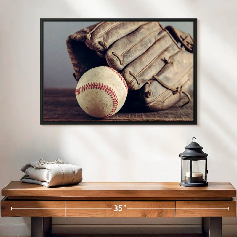 Souvenirs de baseball, 25 po x 17 po, Cadre flottant noir