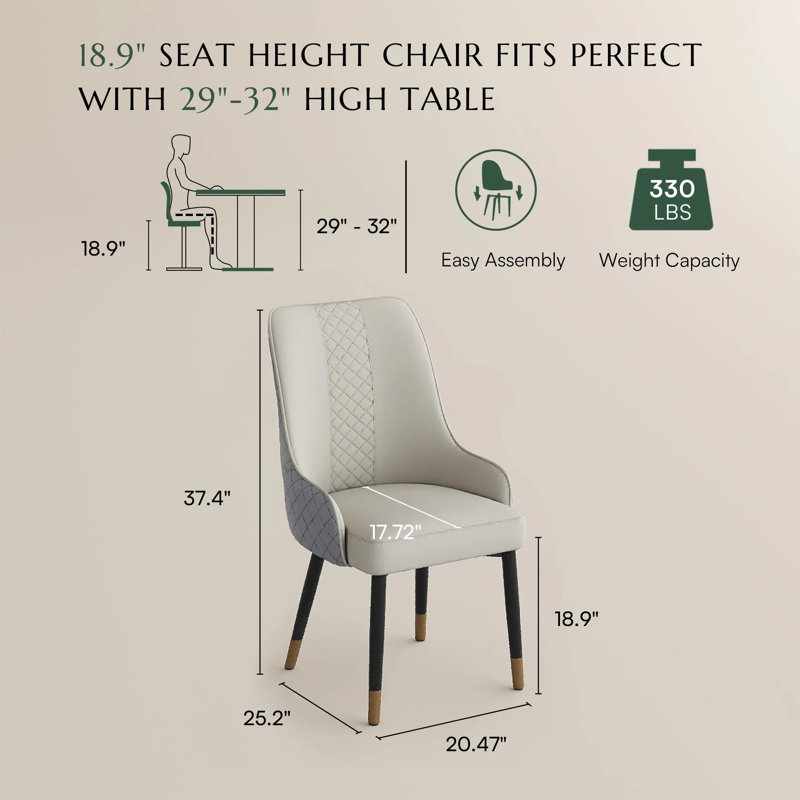 Chaise de salle à manger en similicuir avec accoudoirs Silva, Gris/beige