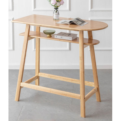 Modern Minimalist Solid Wood With Storage Bar Table