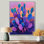 Cactus mauve et bleu, coucher de soleil Vibes I - décoration murale cactus floral