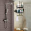Panier de douche au-dessus de la porte, tablette de rangement suspendue antirouille, panier de douche avec ventouse