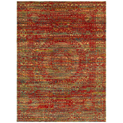 Wool And Silk Afghan One-of-a-Kind Rectangle 8'10" X 11'10" Area Rug