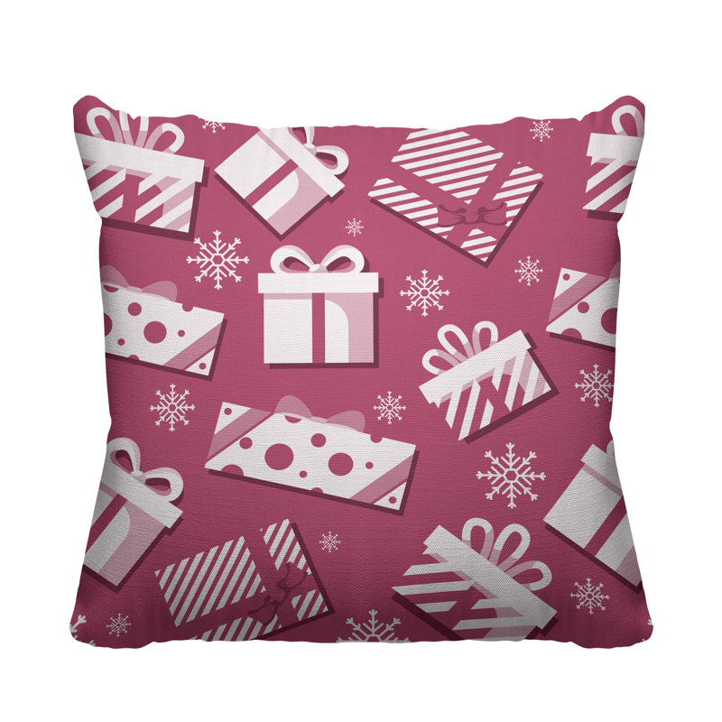 Coussin intérieur / extérieur Christmas Gift, L 17 po x H 17 po, Rose