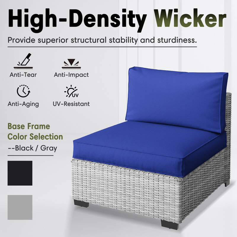 Fauteuil sans assemblage Sofa Ensemble de conversation modulaire pour 4 personnes, Gris: siège standard, Blue, Oui
