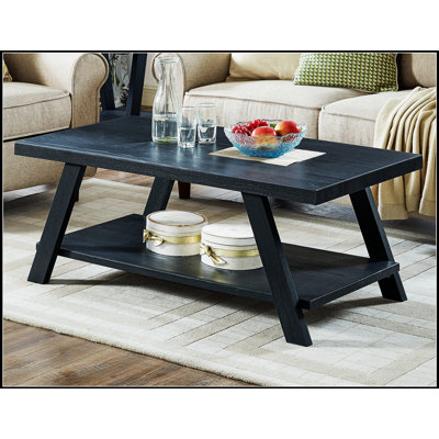 Table basse en bois à finition noire Athens, parfaite pour la vie moderne et le rangement supplémentaire