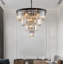 Lustre moderne 24 pouces à 4 niveaux de hauteur réglable en cristal noir mat-130217913
