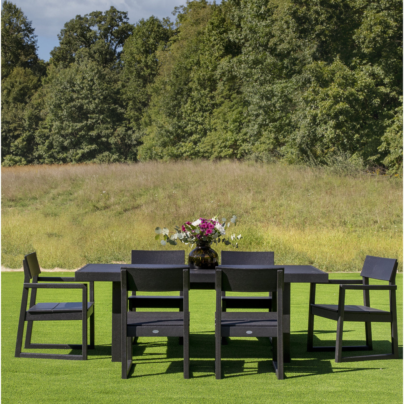 POLYWOOD® Edge 78" Patio Dining Set, Black