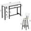 Ensemble de table de bar pour 2 personnes avec 4 tablettes de rangement, table de petit déjeuner industrielle de 47 po et 2 tabourets de comptoir rembourrés avec dossier et repose-pieds, ensemble de salle à manger 3 pièces peu encombrant pour cuisine, salon, studio et pub-350381531