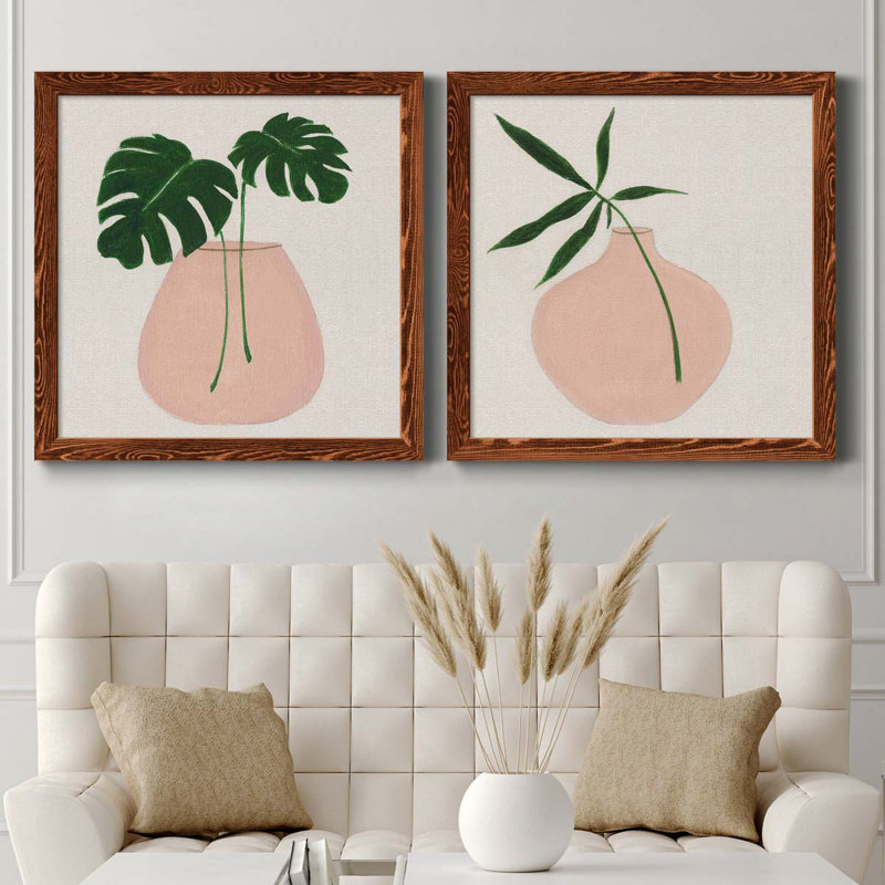 Simple Nature III - Ensemble de 2 peintures sur toile encadrées, H 31,5 po x l 63 po x P 1,5 po, Cadre en érable