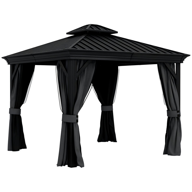 Pavillon de jardin à toit rigide 10 pi x 12 pi, gris foncé