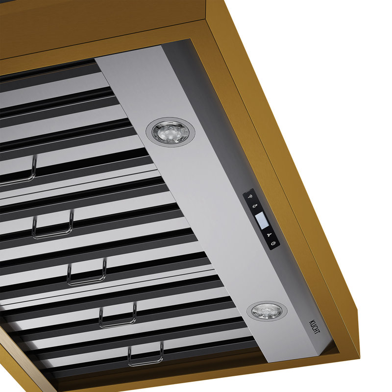 36 in. 800 CFM Wall Mounted Range Hood with Gold Accents, Stainless Steel