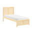 Lit simple de style contemporain avec finition en pin naturel, tête de lit et support à lattes, rails modernes de style chambre à coucher, cadre serein