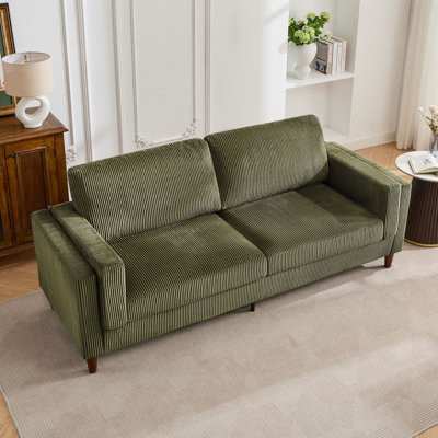 84" Corduory Sofa Upholstered Square Arm Cloud Couch