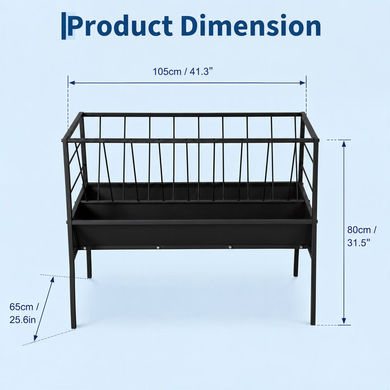 Livestock Feeding Trough Iron Black Farm Supplies Heavy Duty Feeder for Cattle Sheep, Black