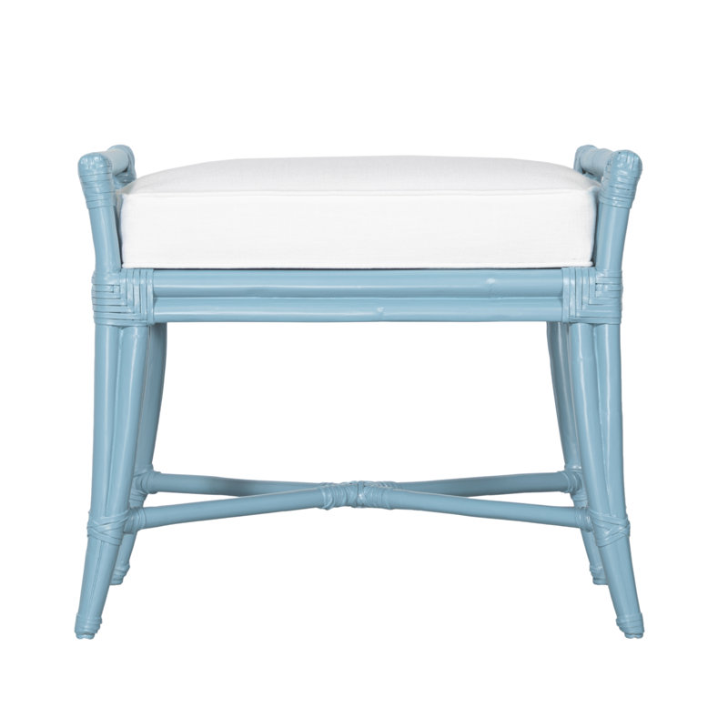 Malacca Upholstered Bench, Pool Blue