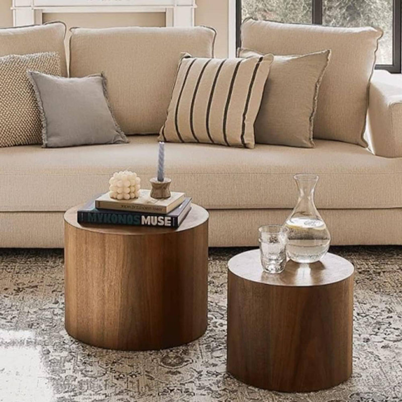 Ensemble de tables de bout Block, Noyer, H 15 po x l 18,89 po x P 18,89 po