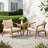 Kanso Modern Minimalist Acacia Wood Outdoor Club Chair with PE Wicker Backrest & Cushions-126172233