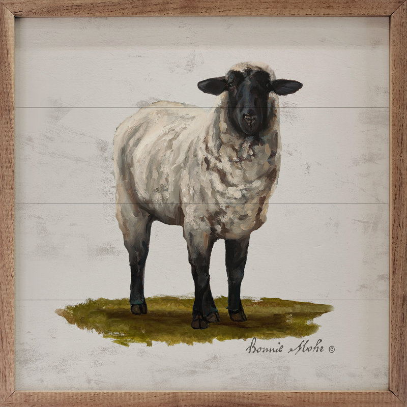 Moutons sur l'herbe par Bonnie Mohr, H 8 po x l 8 po x P 1 po