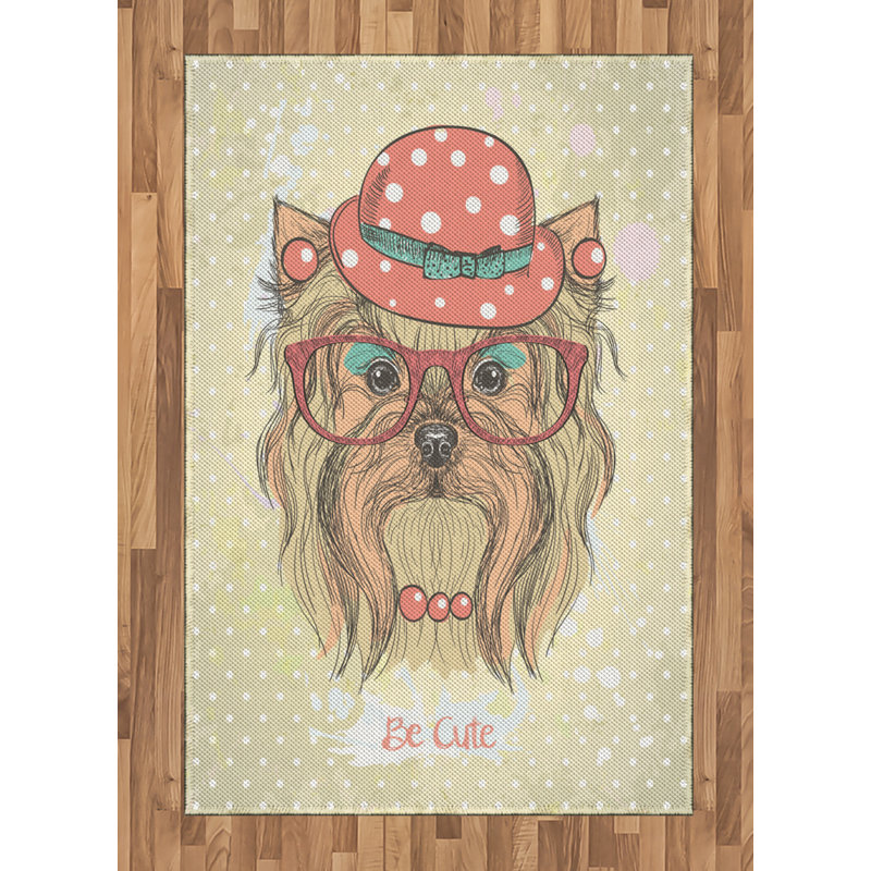 Tapis décoratif en fibre de polyester à haute densité Yorkie, Rectangle— 4 pi x 5 pi 8 po