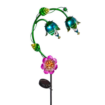 Piquet de jardin solaire rose fée rose, H 37 po