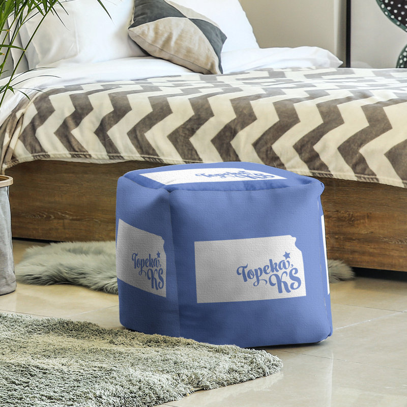 Topeka Upholstered Ottoman, Blue