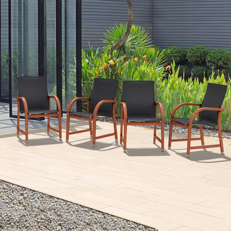 Chaise de patio moderne en bois Alyisa, Noir