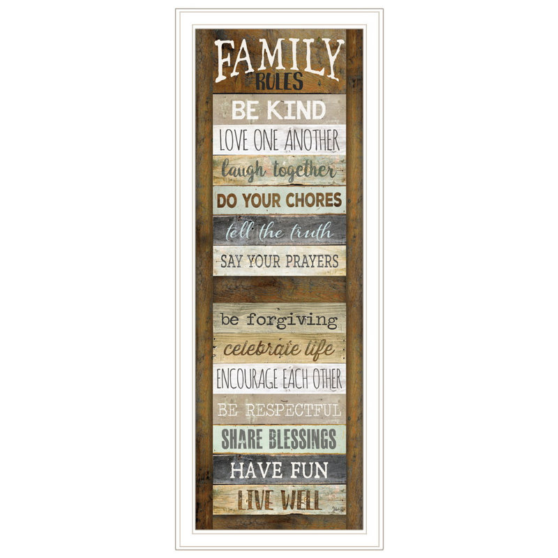 "Family Rules Shutter" par Marla Rae, prêt à accrocher, reproduction encadrée, Blanc
