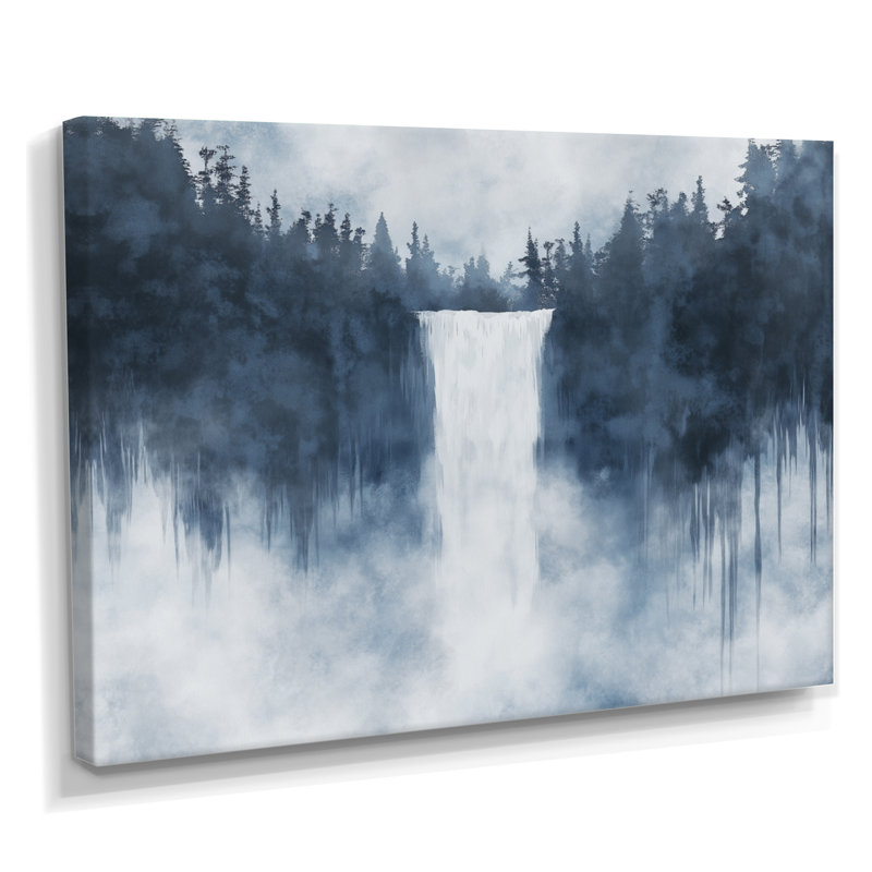 Art mural cascade, toile de ruisseau de montagne, cascade de la vallée, H 34 po x l 44 po, Toile tendue