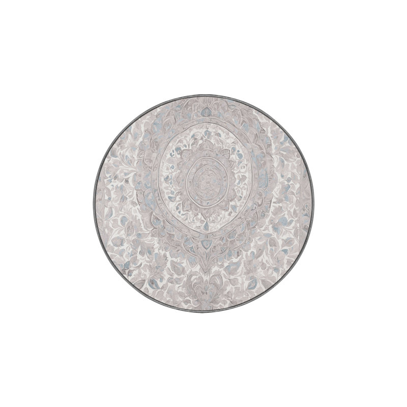 Tapis gris lavable à la machine, Rond 3 pi