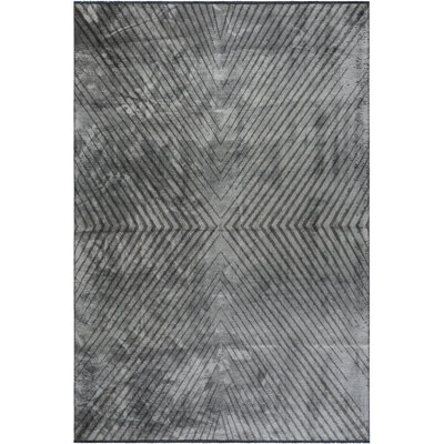 Rapture Sliver Gray Chevron Luxury Area Rug