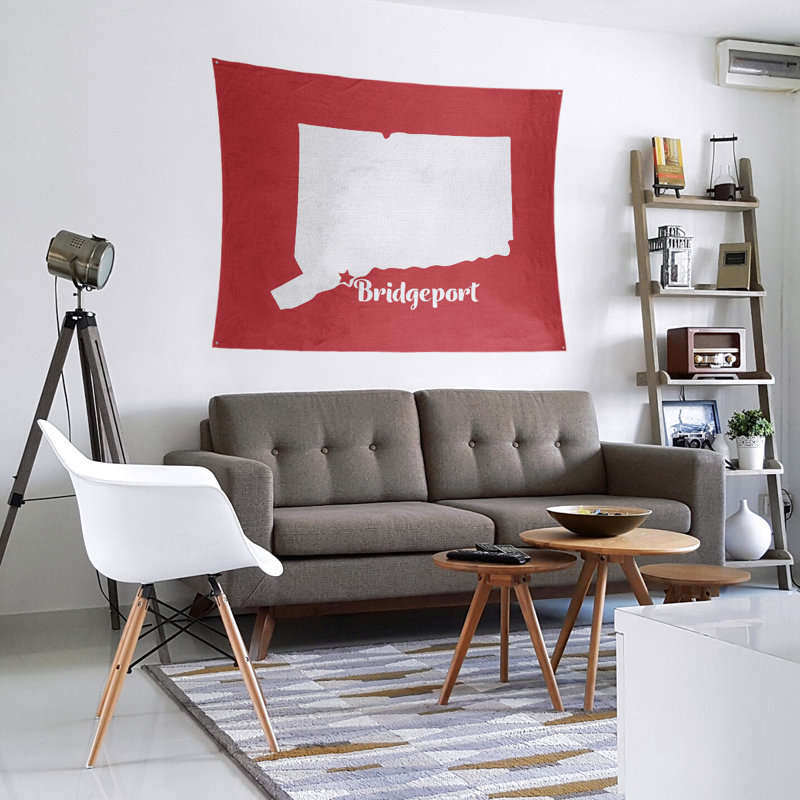 Tapisserie murale connecticut bridgeport, H 27,5 po x l 37,5 po, Rouge