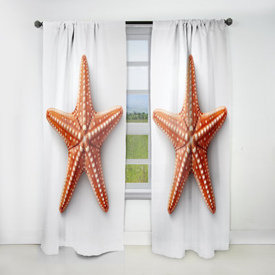 Sylvie minimaliste étoile de mer orange - rideau étoile de mer - velours obscurcissant - 1 panneau