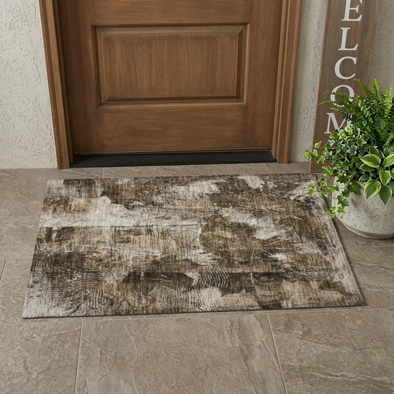 Tapis extérieur lavable antidérapant 2 pi x 3 pi taupe