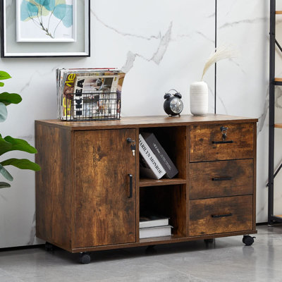 Lakell 90cm Wide 3 -Drawer Mobile File Cabinet