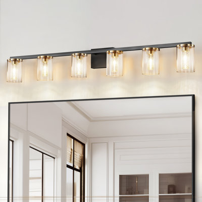 Luminaire de salle de bain 3 lumières à DEL noir mat avec abat-jour en cristal de bulles, température de couleur réglable 3, intensité variable, IRC élevé 90