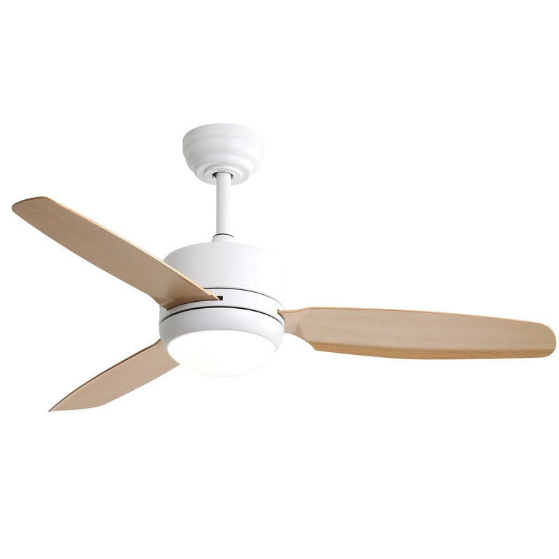 46 Inch Ceiling Fan With Lights 3 Abs Blades, 6-Speed Dc Motor Remote Control For Living Room, Off White, White