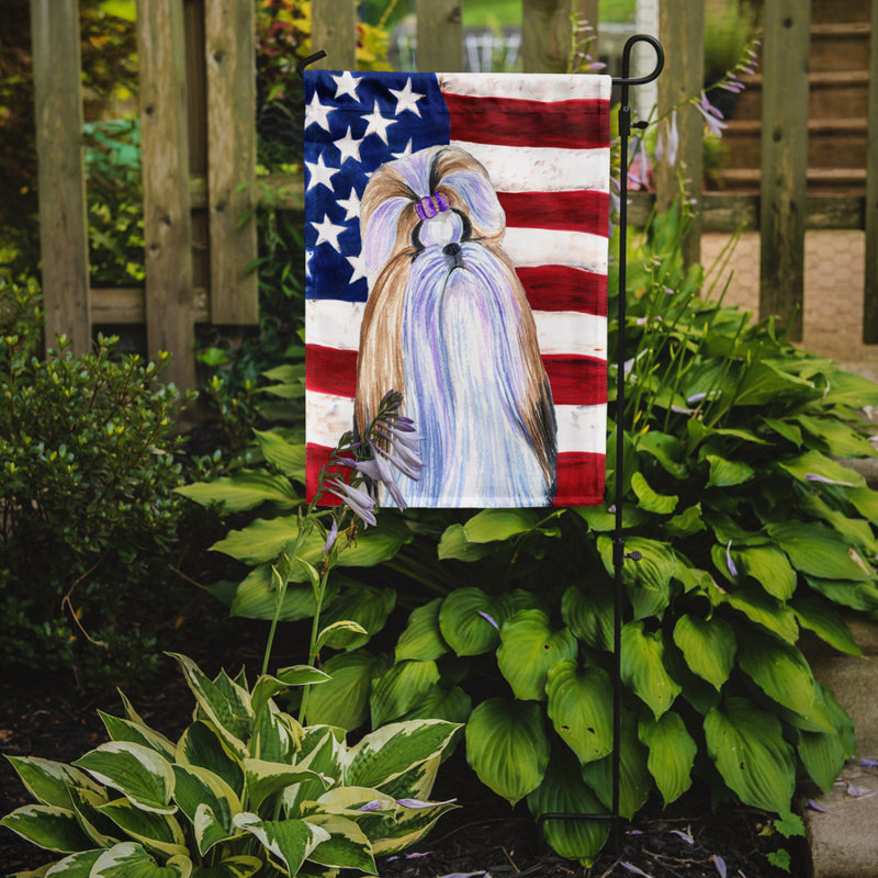 2 côtés en polyester de 2 côtés american drapeau de jardin, Husky sibérien gris