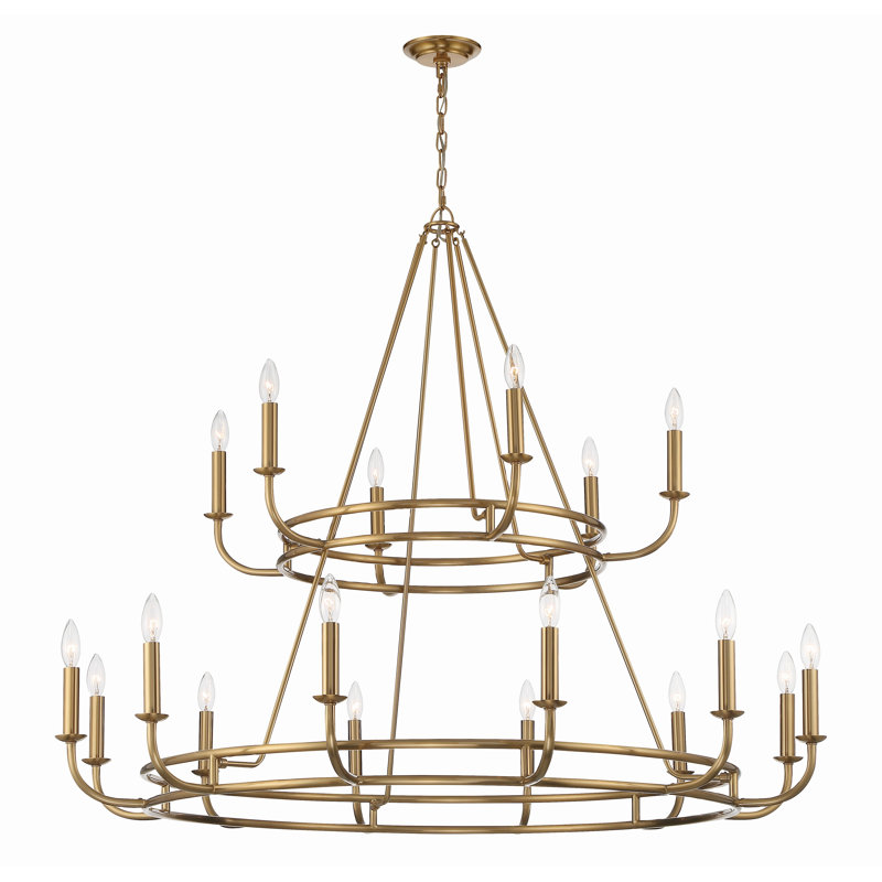 Marqua 18 - Light Dimmable Wagon Wheel Chandelier, Bronze/Gold
