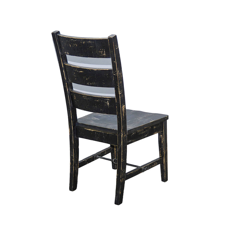 Ensemble de chaises de salle à manger 2 pièces, en échelle, Noir, noir, noir, noir