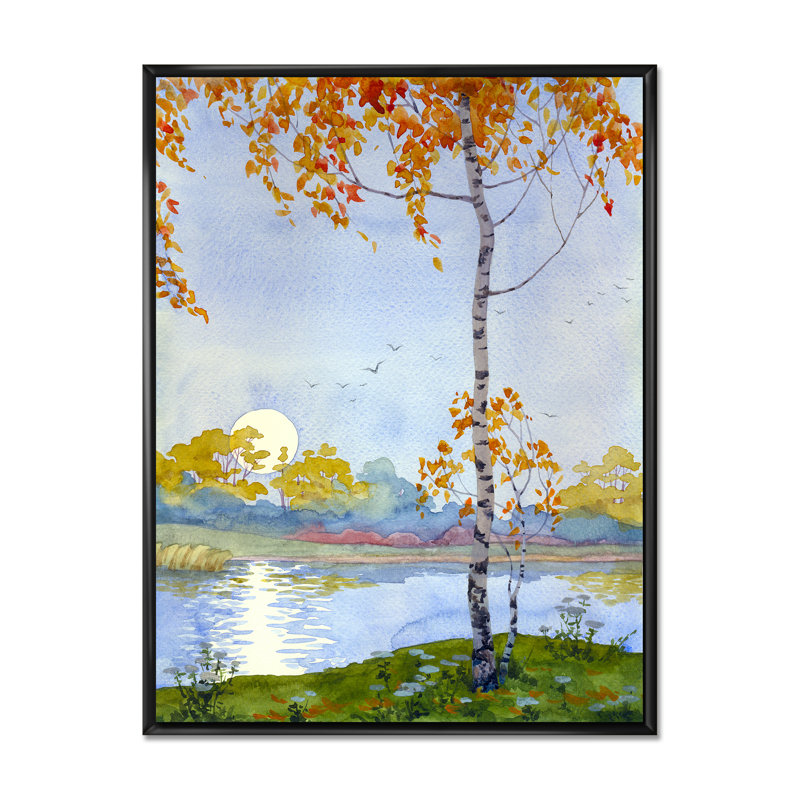 Automne mélancolie - peinture, H 40 po x l 30 po x P 1,5 po, Cadre flottant noir