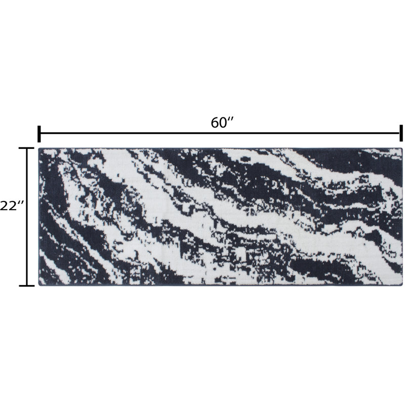 Marble Micro Knitted Bath Runner 22"x60", Navy