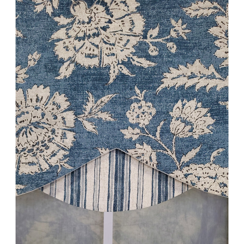 Cantonnière festonnée 50 po Basanti, Bleu marine clair