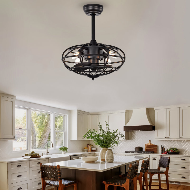 Ventilateur de plafond en cage 18,1 "avec télécommande, minuterie, ventilateur de plafond à 3 vitesses pour maison de campagne, salon de chambre à coucher (sans ampoules incluses)