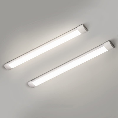 2 Packs 3FT LED Batten Light, Ultra-Thin Slim Ceiling Surface Mounted Light, 30W, 4000K, IP20, LED Ceiling Lamp For Garage, Shop, Hallway, Office, Market
