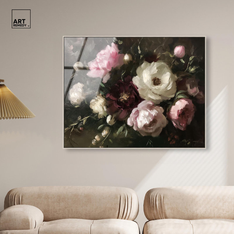 Peony Palette Nocturne, H 25 po x l 31 po, Blanc