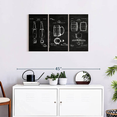 «Beer Compilation BW Brevet», ensemble de 3 toiles tendues