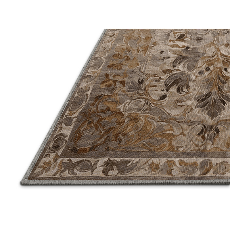 Machine Washable Gray Area Rug, Round 8'
