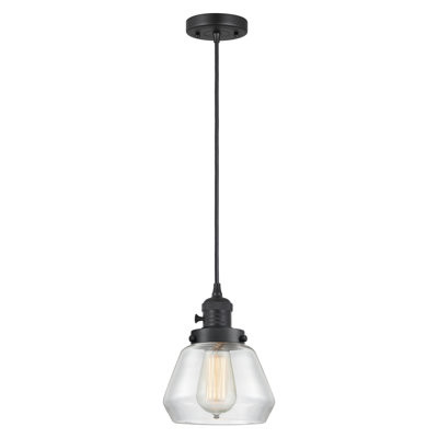 Franklin Restoration - Elim - Mini luminaire suspendu à cordon de 7 po - Interrupteur marche / arrêt - Ampoule non incluse - Finition nickel poli - Abat-jour transparent