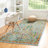 Round Floral Power Loomed Polypropylene Area Rug in Aqua/Blue/Orange-762802849